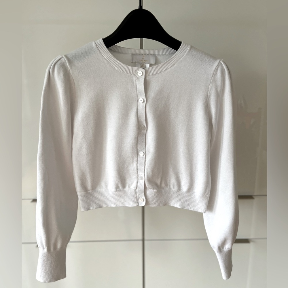 Jacadi White Cropped Cardigan Sweater